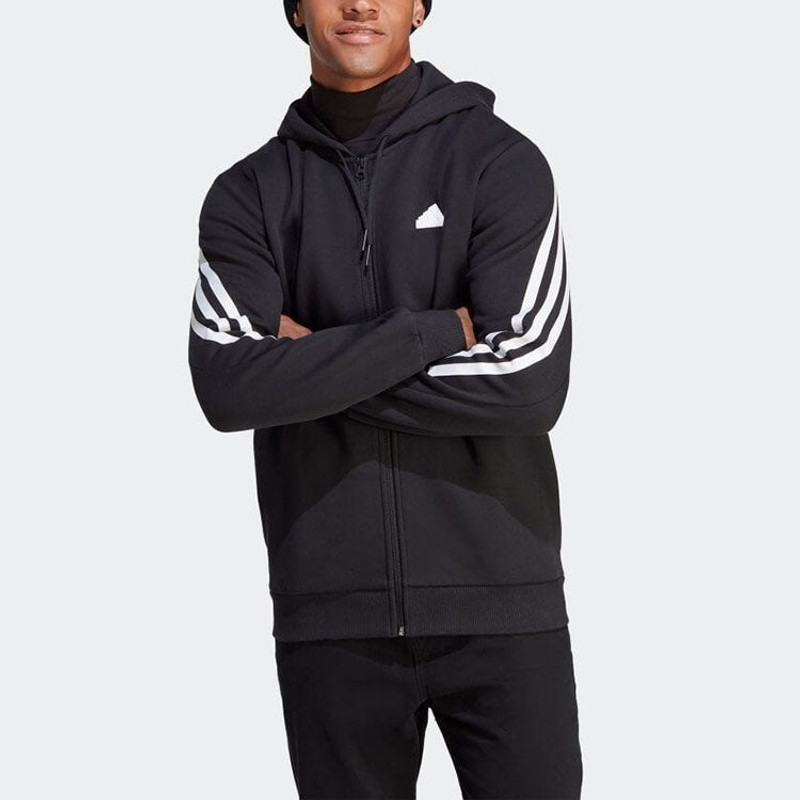 adidas adidas Future Icons 3-Stripes Full-Zip Hoodie Jackets 'Black' IC6712 outlook