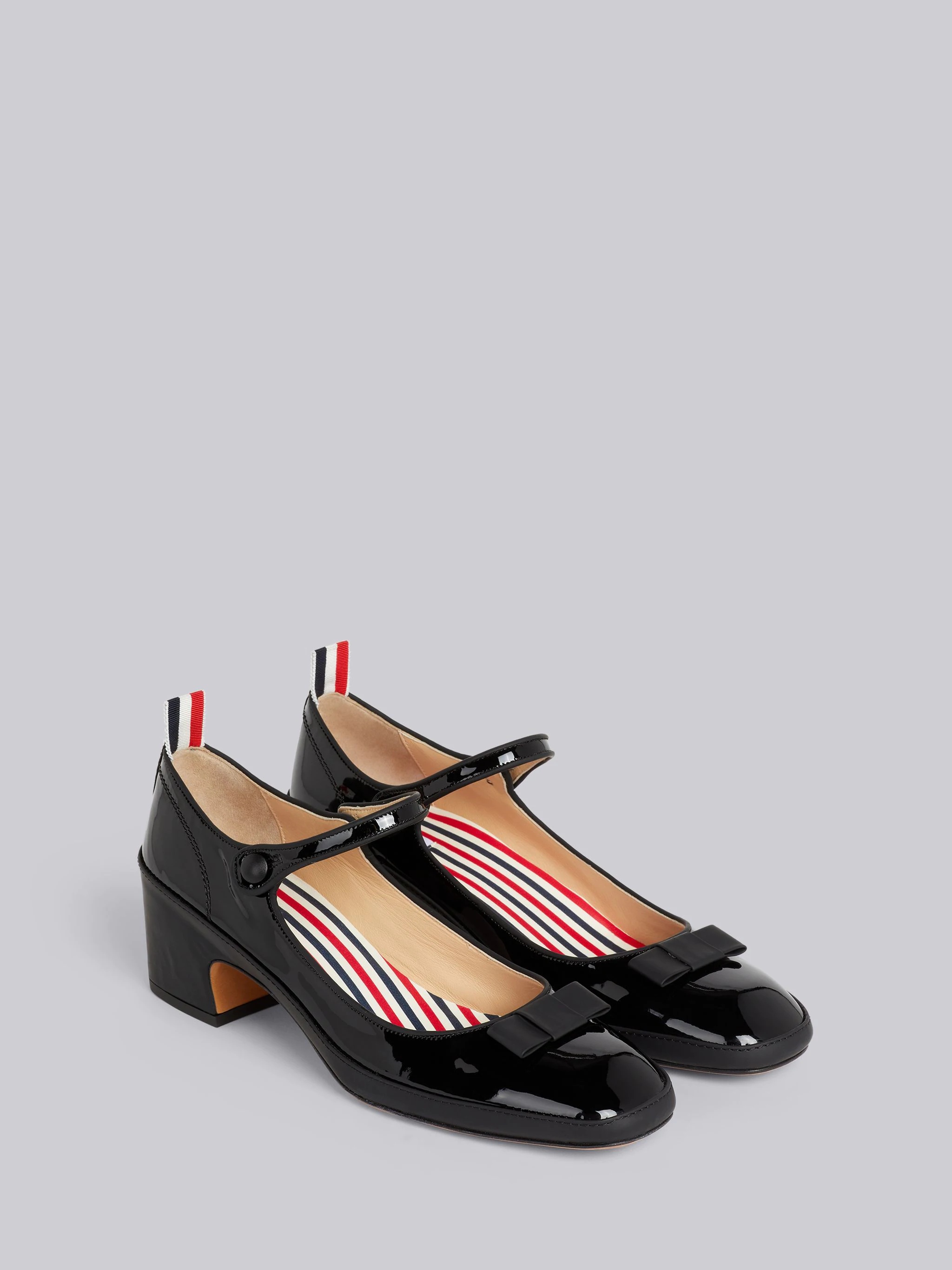 Black Soft Patent Leather 40mm Block Heel Tennis Mary Jane - 3