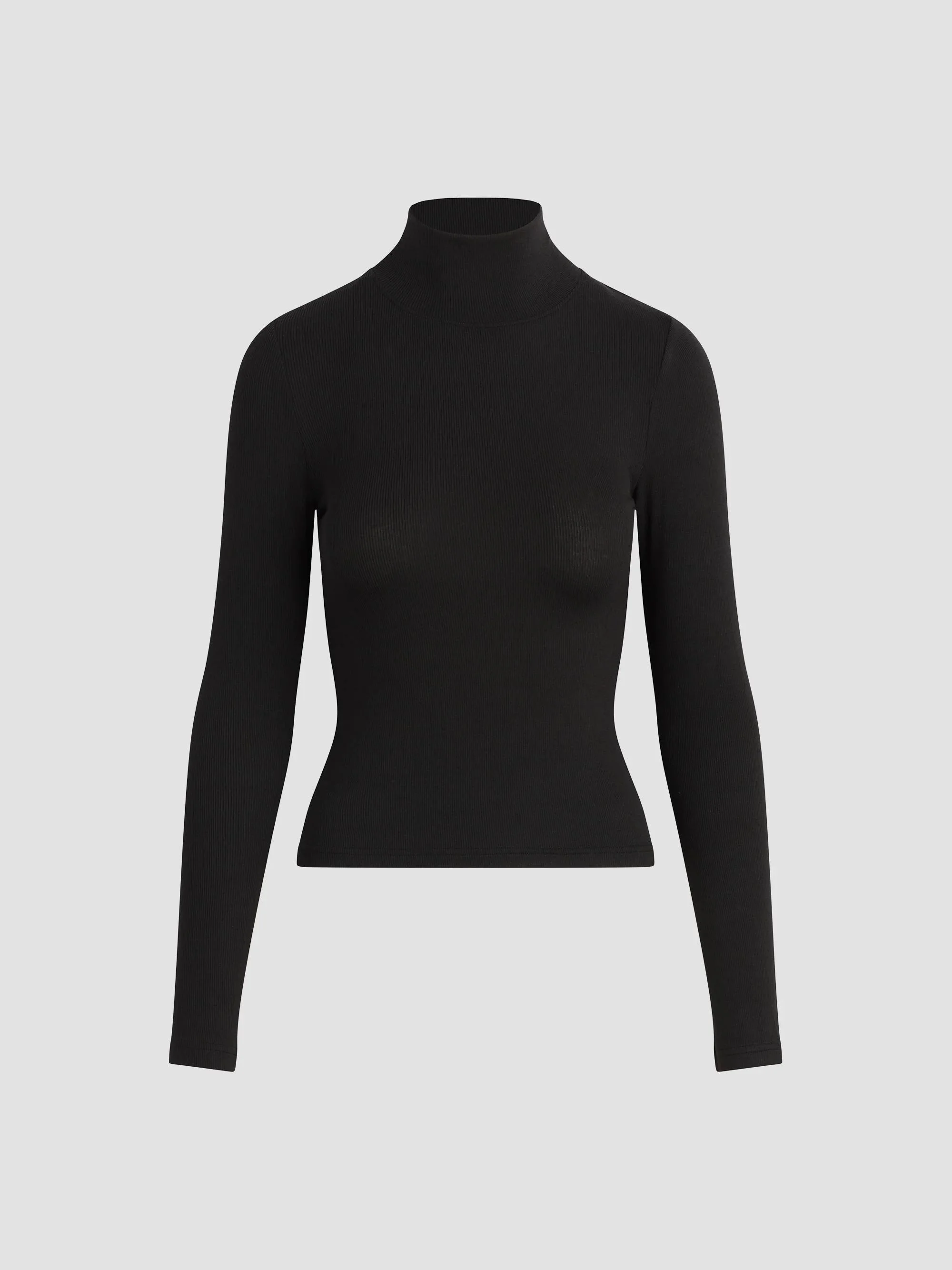 Women's Ribbed Turtleneck Top - Black - 1