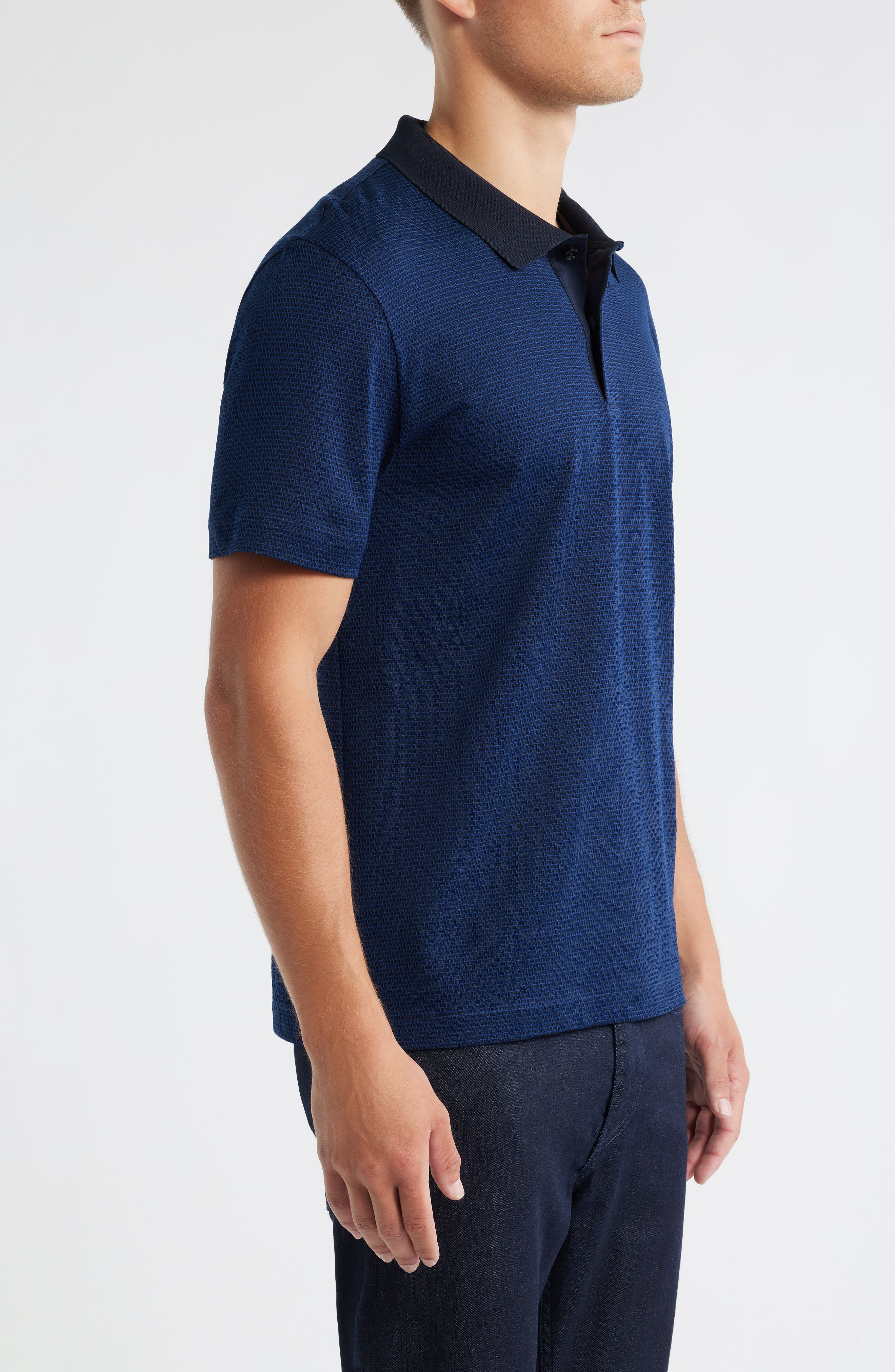 BOSS Parlay Texture Polo in Dark Blue at Nordstrom - 3