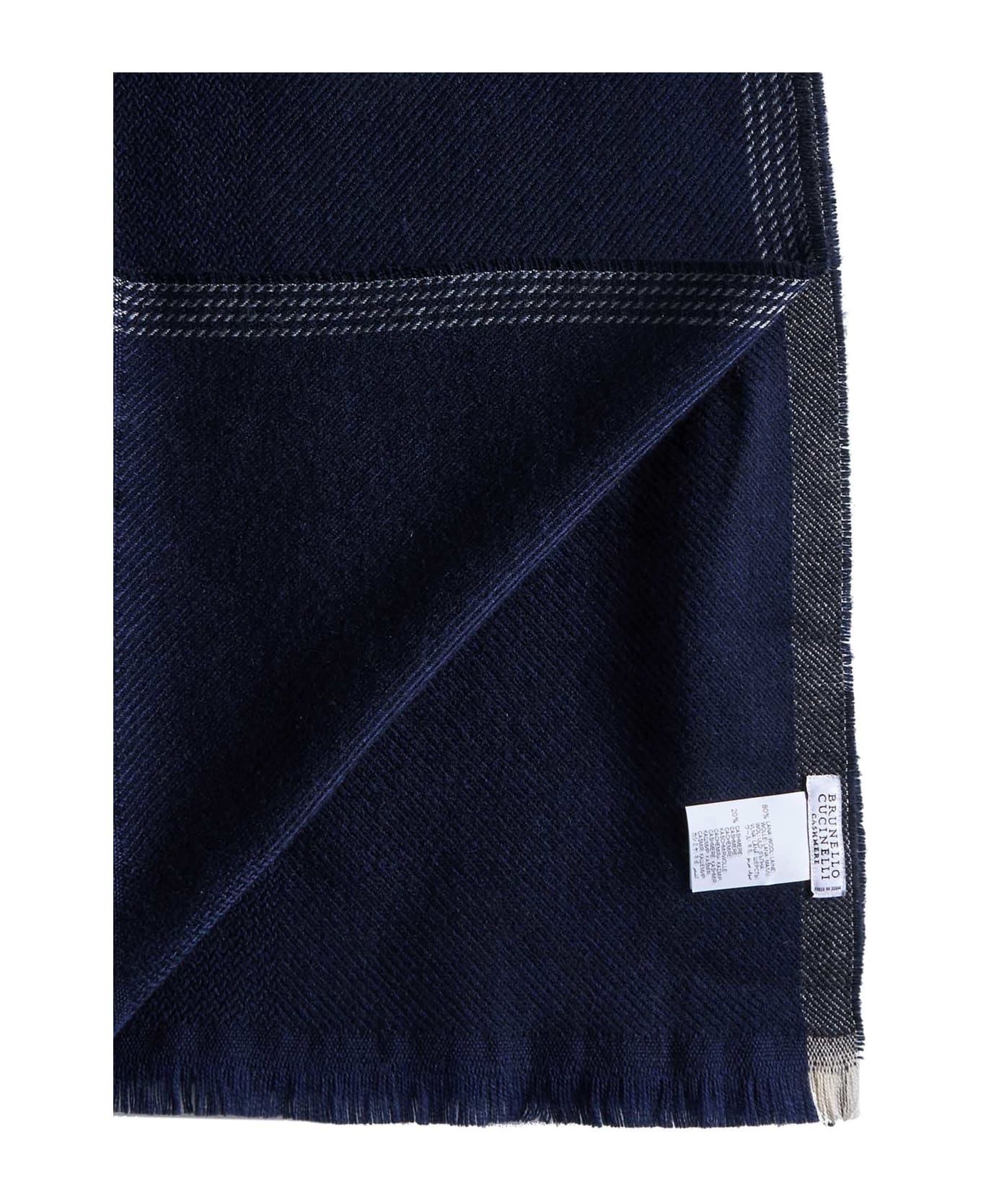 Blue And Brown Cashmere Blend Scarf - 2