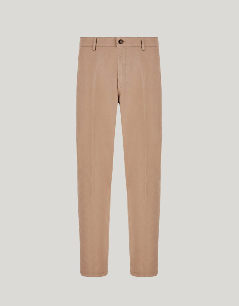 TAUPE TAPERED FIT COMFORT COTTON MICROTWILL CHINOS 1