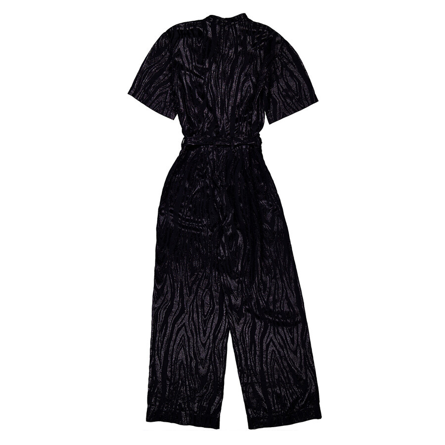 Stella Mccartney Ladies Black Woodgrain Print Lurex Jumpsuit - 7