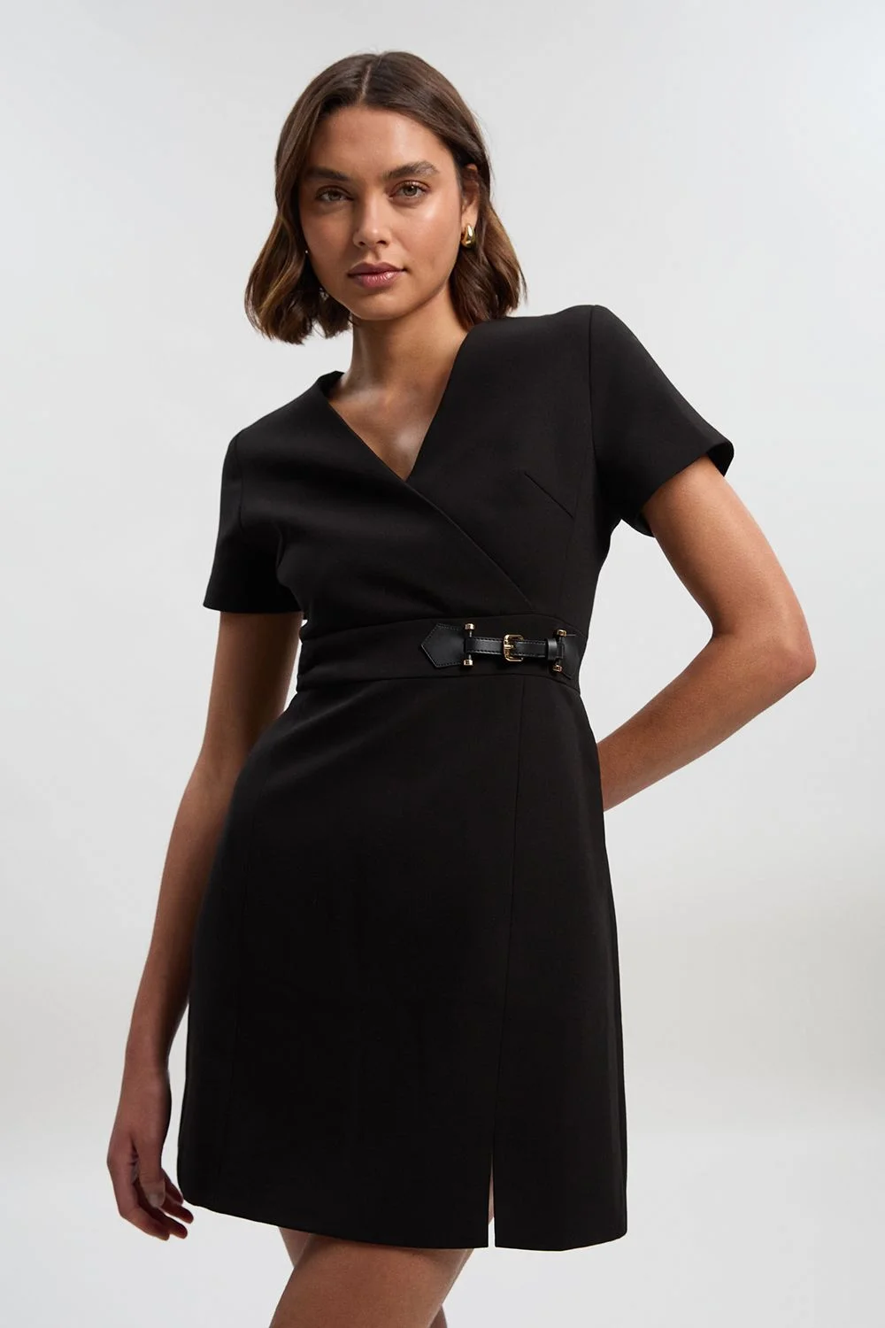 Compact Essential Tab Waist Mini Dress - 1
