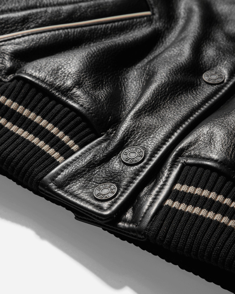 Women's Leather Varsity Jacket Jet Black 4