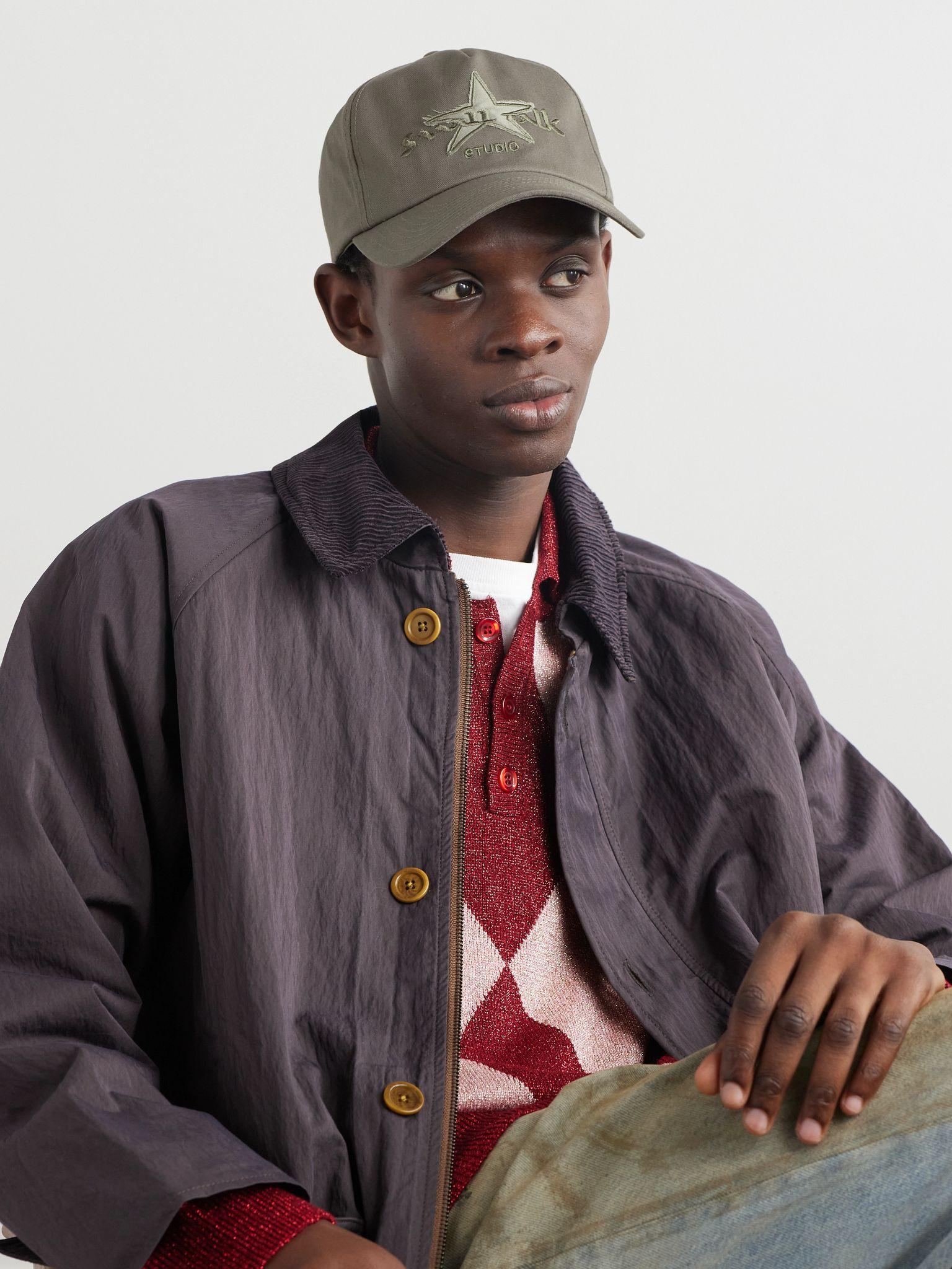 Star Appliquéd Embroidered Cotton-Twill Baseball Cap Green - 2