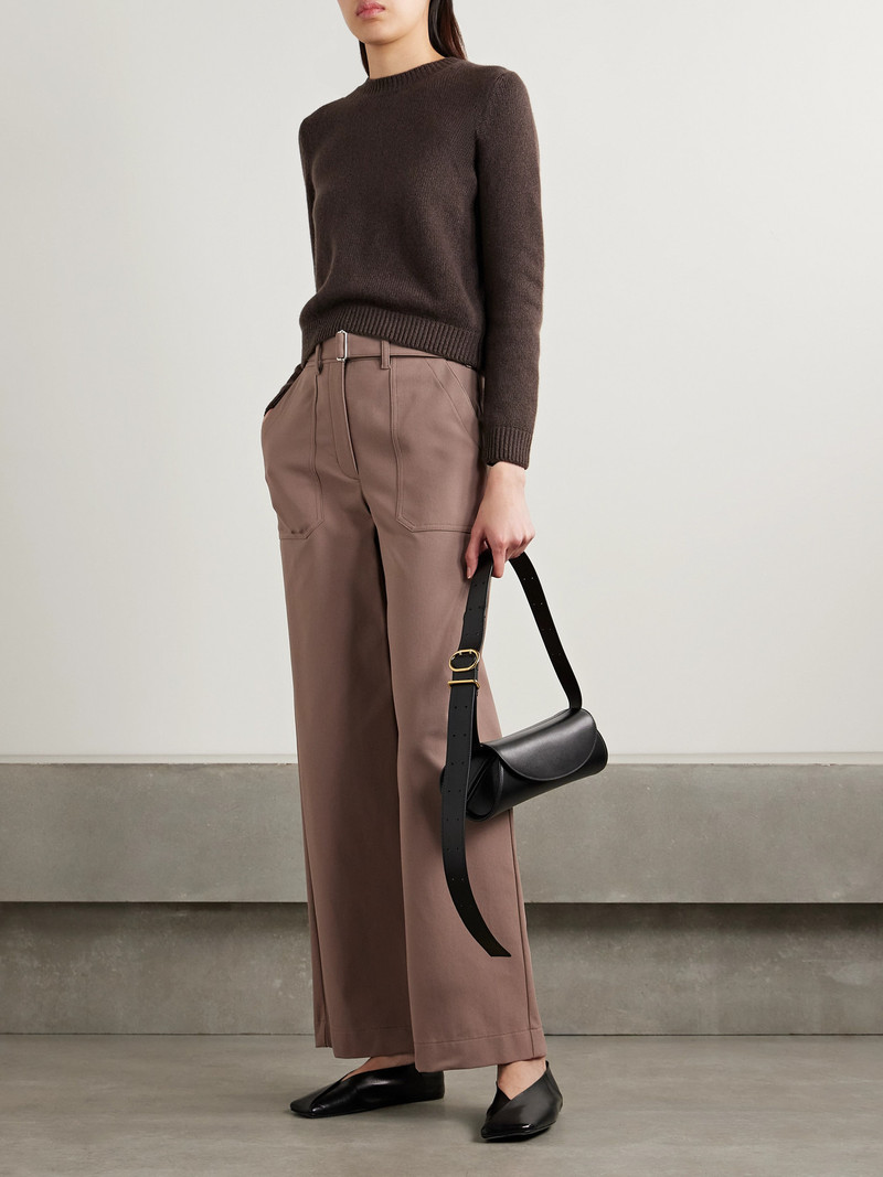 Theory Belted Cotton-blend Twill Straight-leg Pants outlook