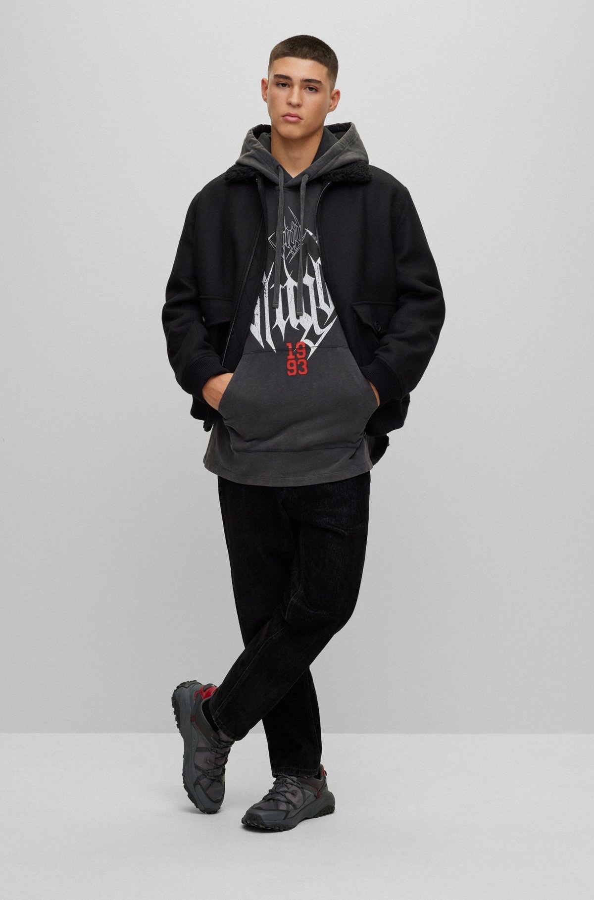 OVERSIZE-FIT FRENCH-TERRY HOODIE WITH BAND-INSPIRED ARTWORK - 4