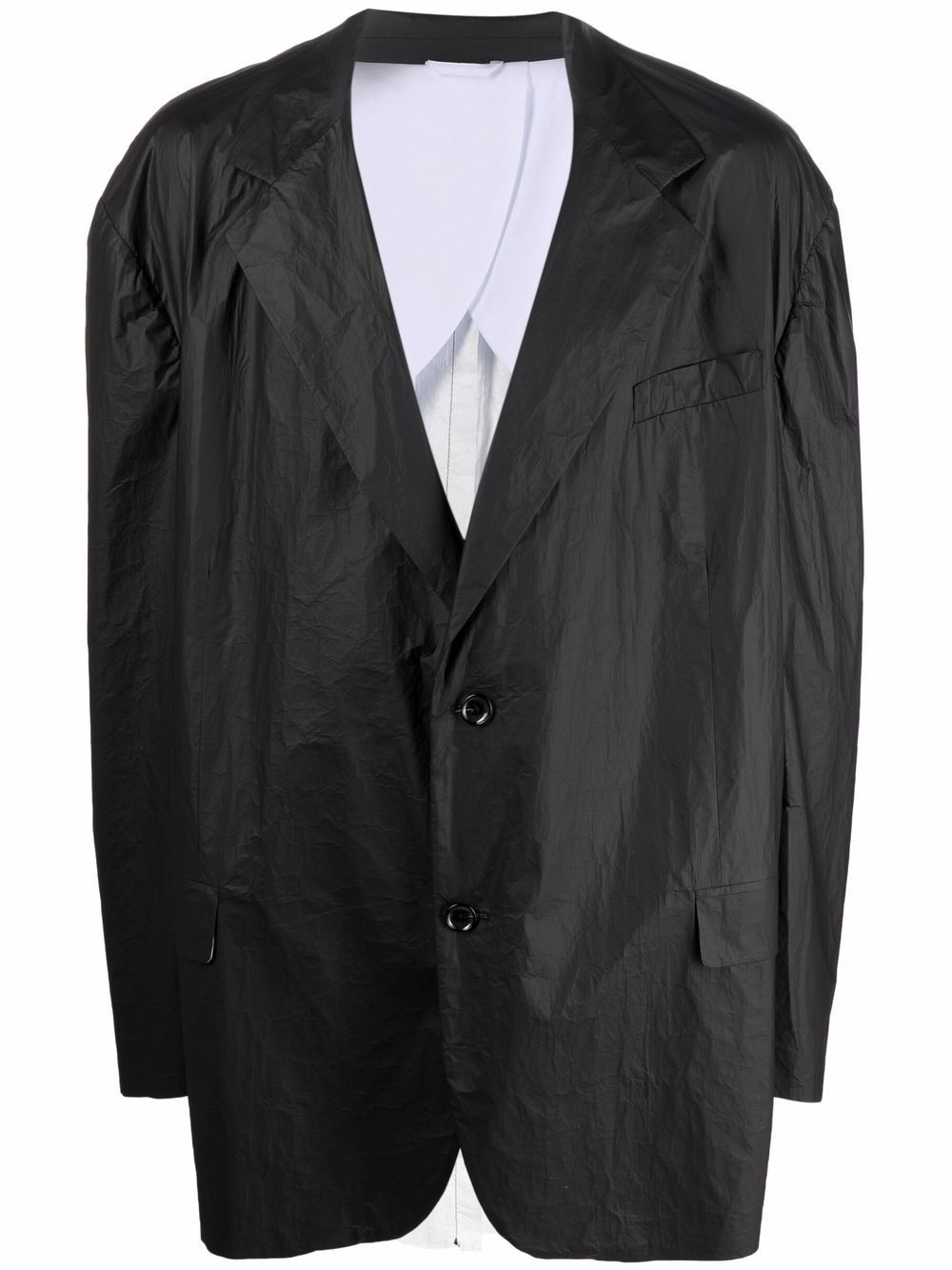 single-breasted wide-shoulder jacket - 1