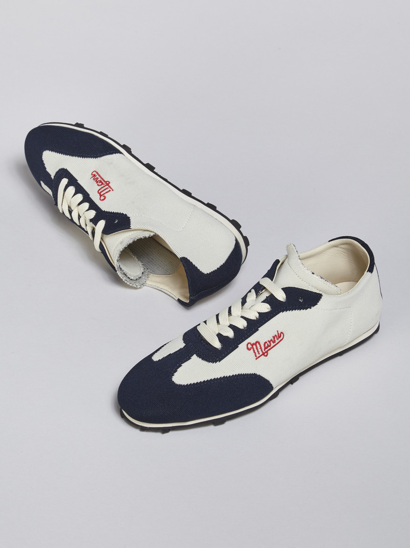 BEIGE AND BLUE STRETCH JACQUARD PEBBLE SNEAKER 5