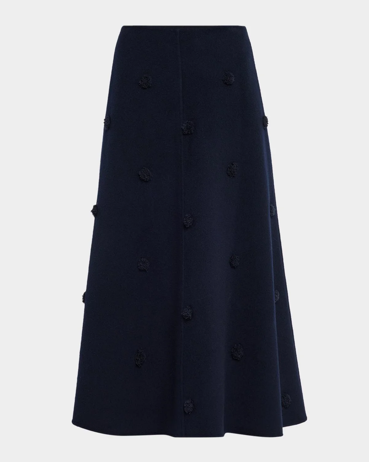 Embellished Fringed Dot Flare Midi Skirt - 1