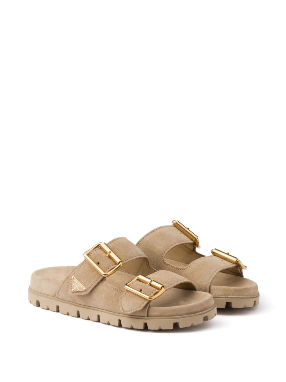 triangle-logo suede slides - 2