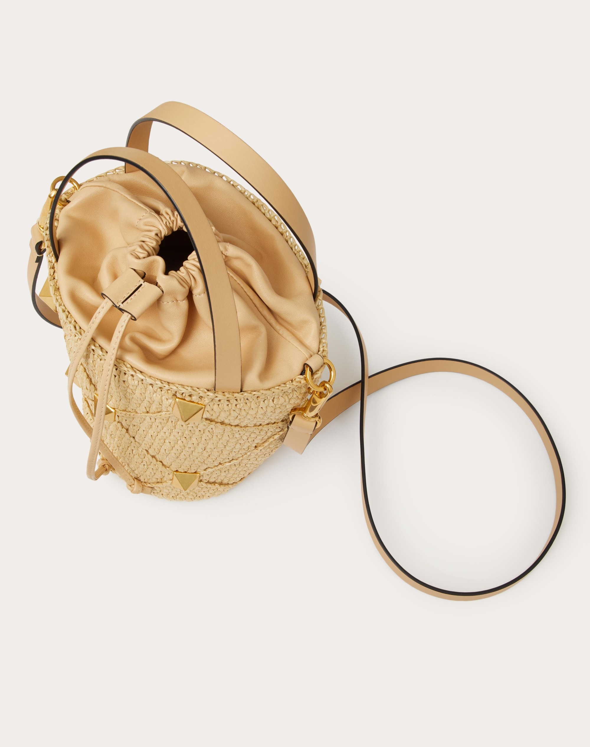 ROMAN STUD RAFFIA BUCKET BAG - 6