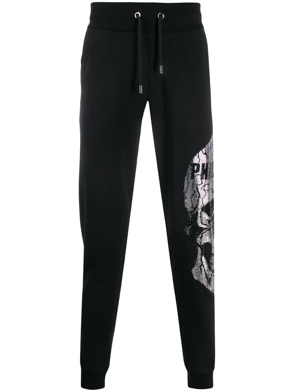 rhinestone-embellished skull jogging pants - 1