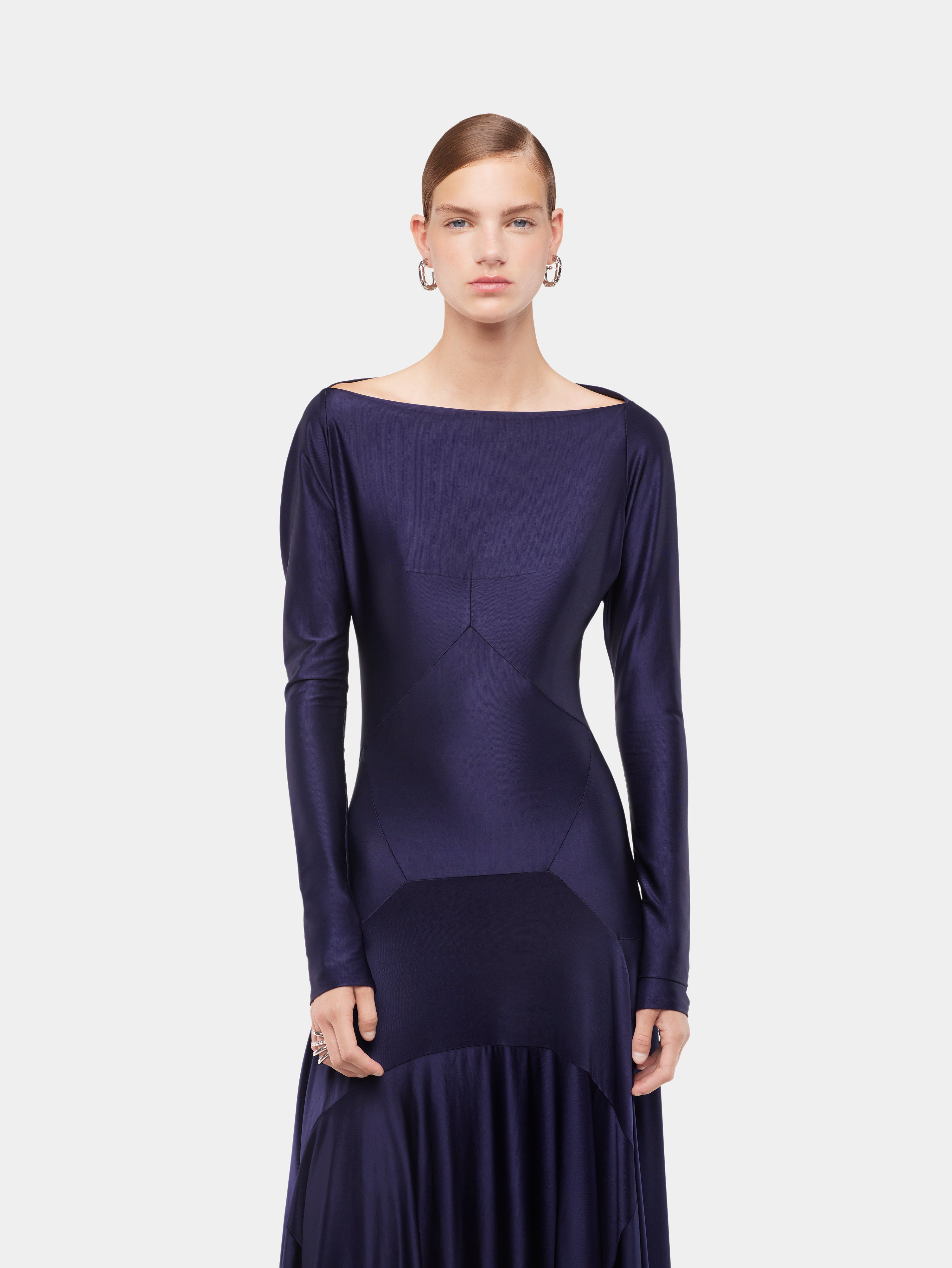 LONG DRESS IN JERSEY WITH GODET DETAILS - 5