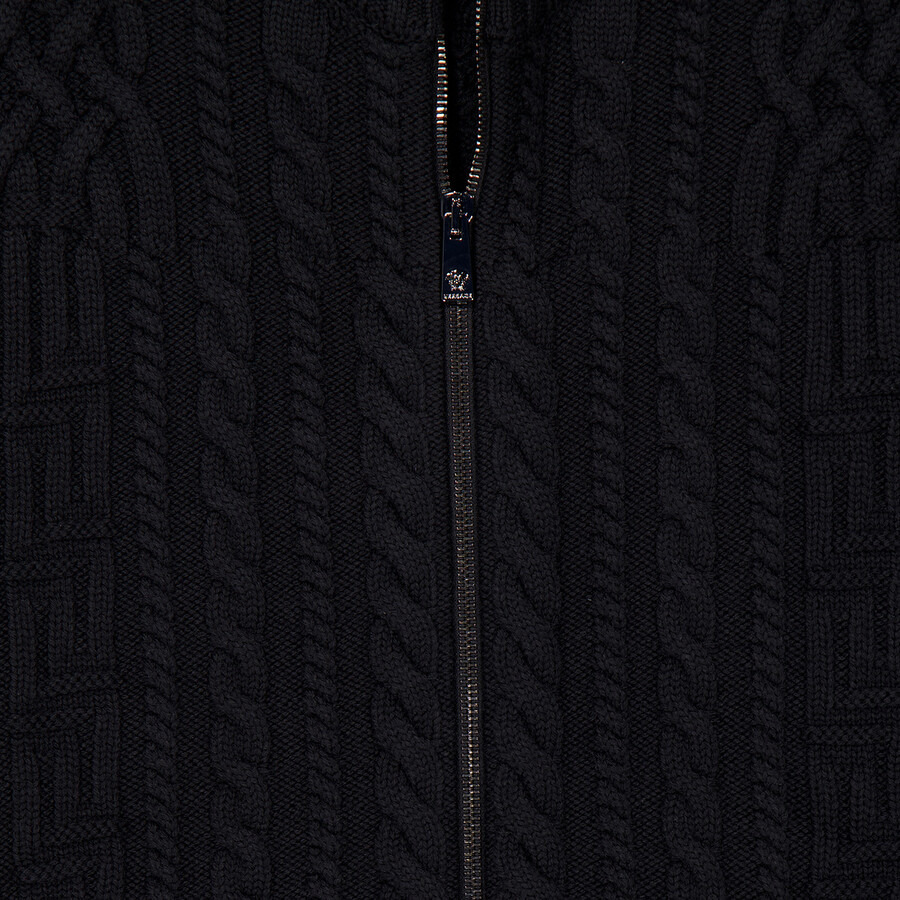 Versace Medusa Embroidered Cable-Knit Full Zip Cardigan - 2