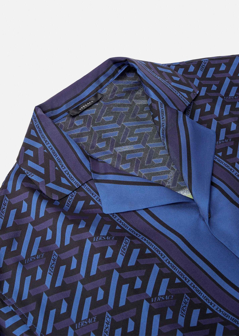 VERSACE Greca Signature Print Silk Pajama Shirt outlook