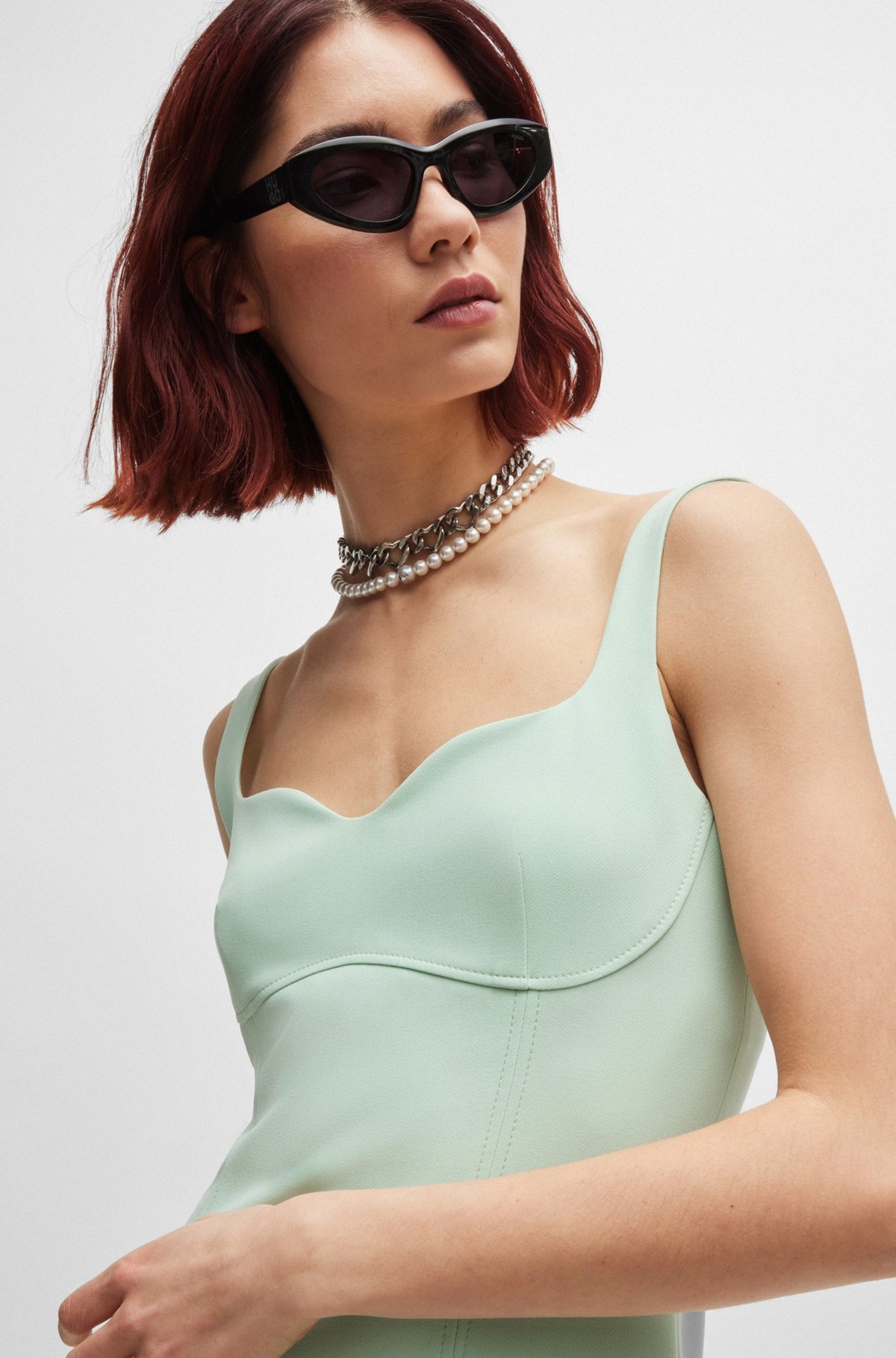 SLEEVELESS MIDI DRESS WITH SEAM DETAILS - 5