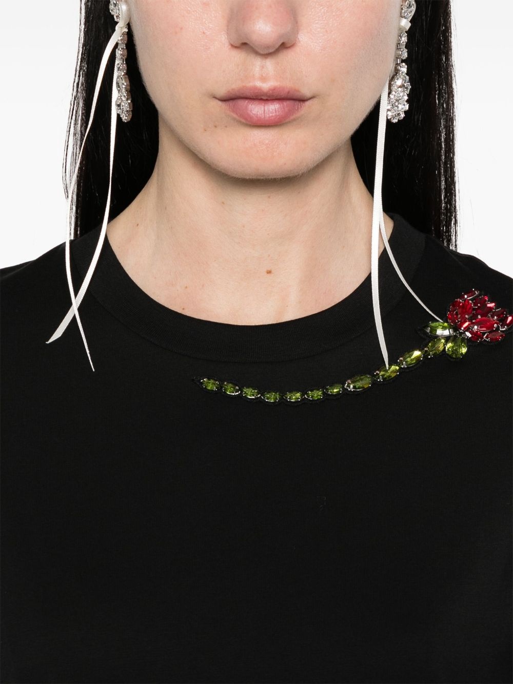 flower-embellished T-shirt - 5