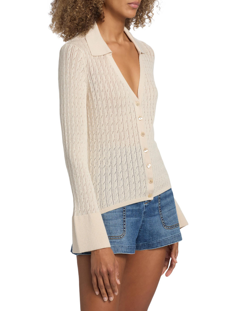 Women's Cathy Pointelle Cardigan - Sandstone 4
