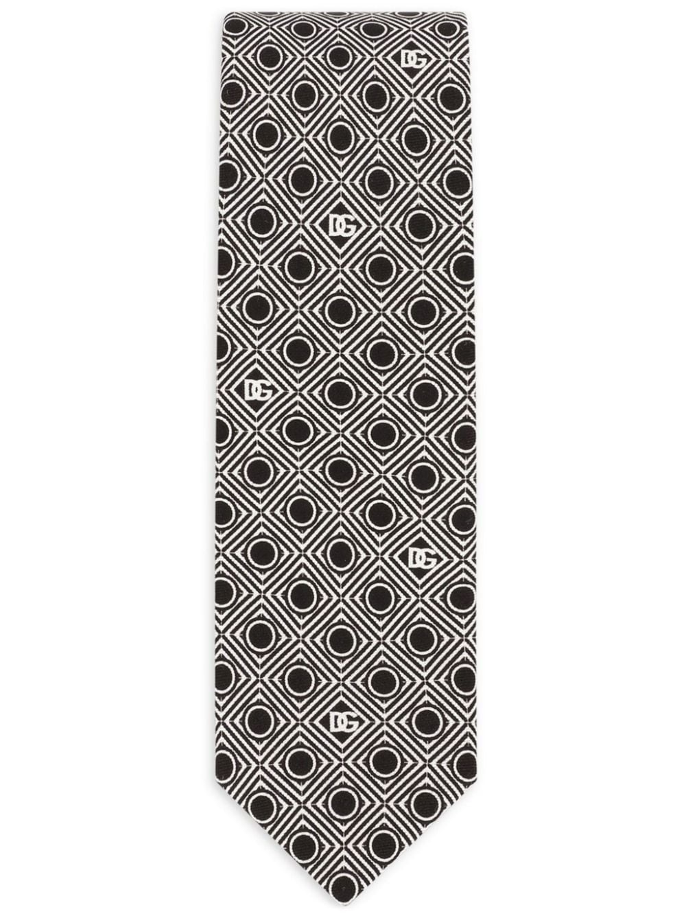 geometric-print silk tie - 1