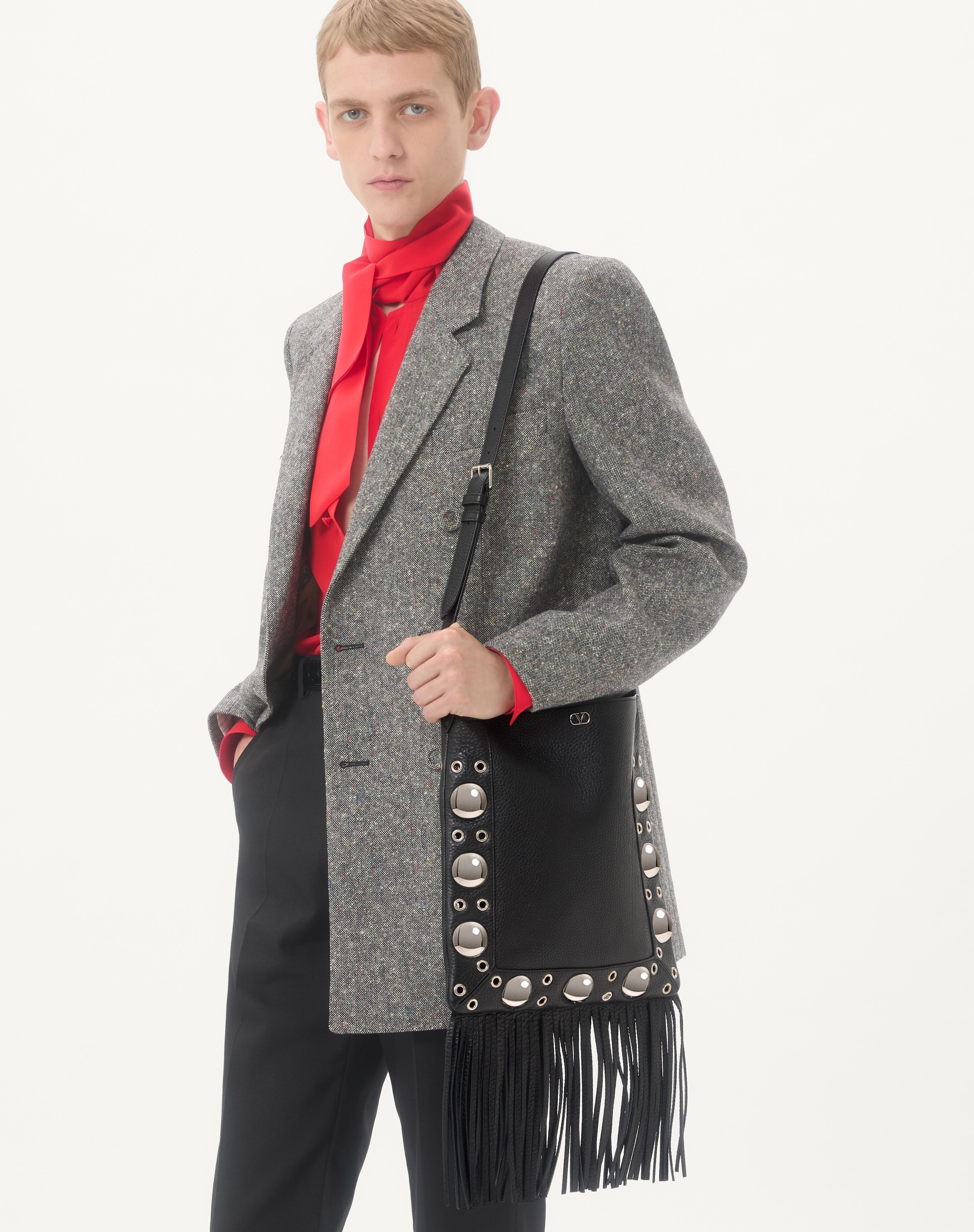 VALENTINO GARAVANI NELLCÔTE SHOULDER BAG IN GRAINY CALFSKIN WITH FRINGES - 7