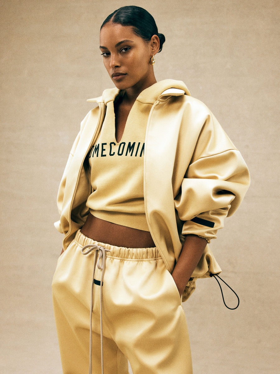 Womens Heavy Fleece Cropped V-Neck Hoodie - 2