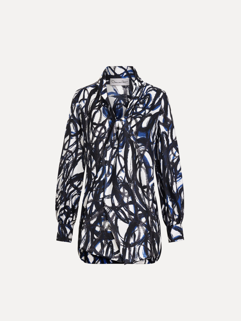 ABSTRACT SKETCH SILK TWILL BLOUSE 1