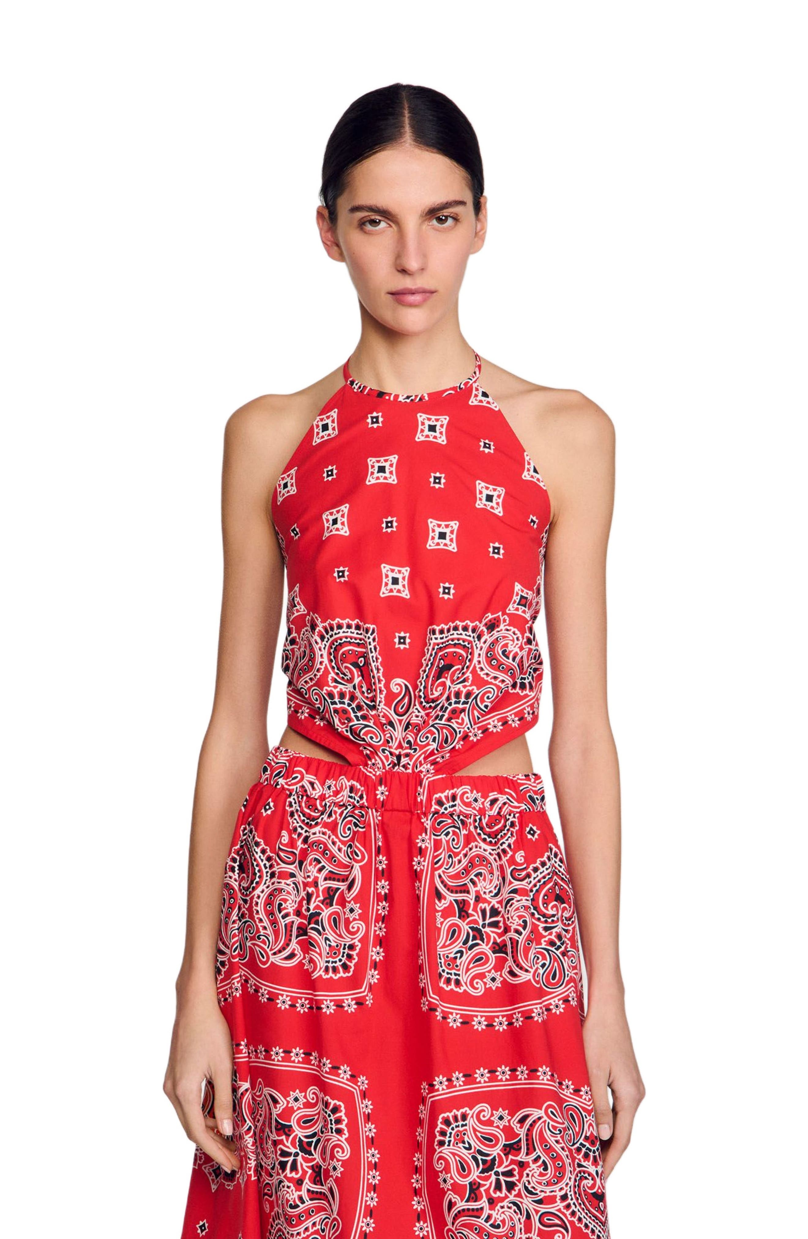 SANDRO Bandana-print maxi dress in Red /White at Nordstrom - 3