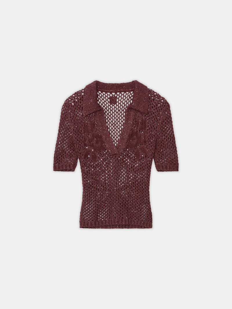 WOMEN'S FLORAL CROCHET POLO 1