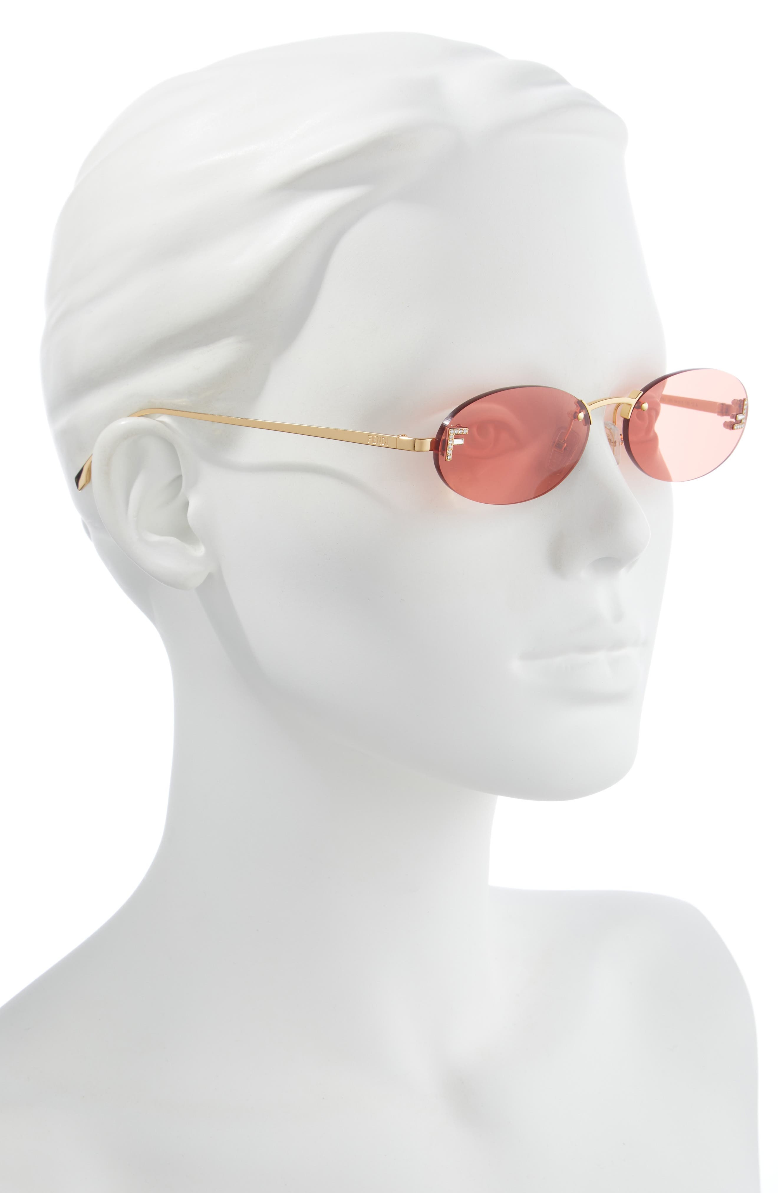 'Fendi First 54mm Oval Sunglasses in Shiny Endura Gold /Bordeaux at Nordstrom - 3