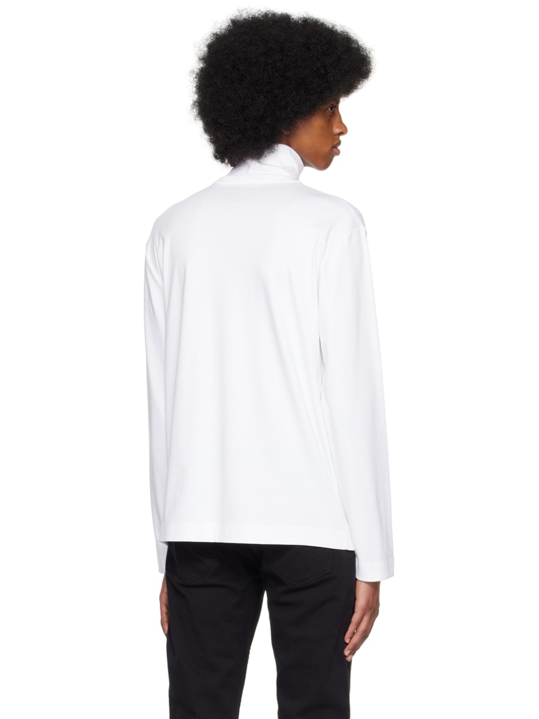 White Dropped Shoulder Turtleneck - 3