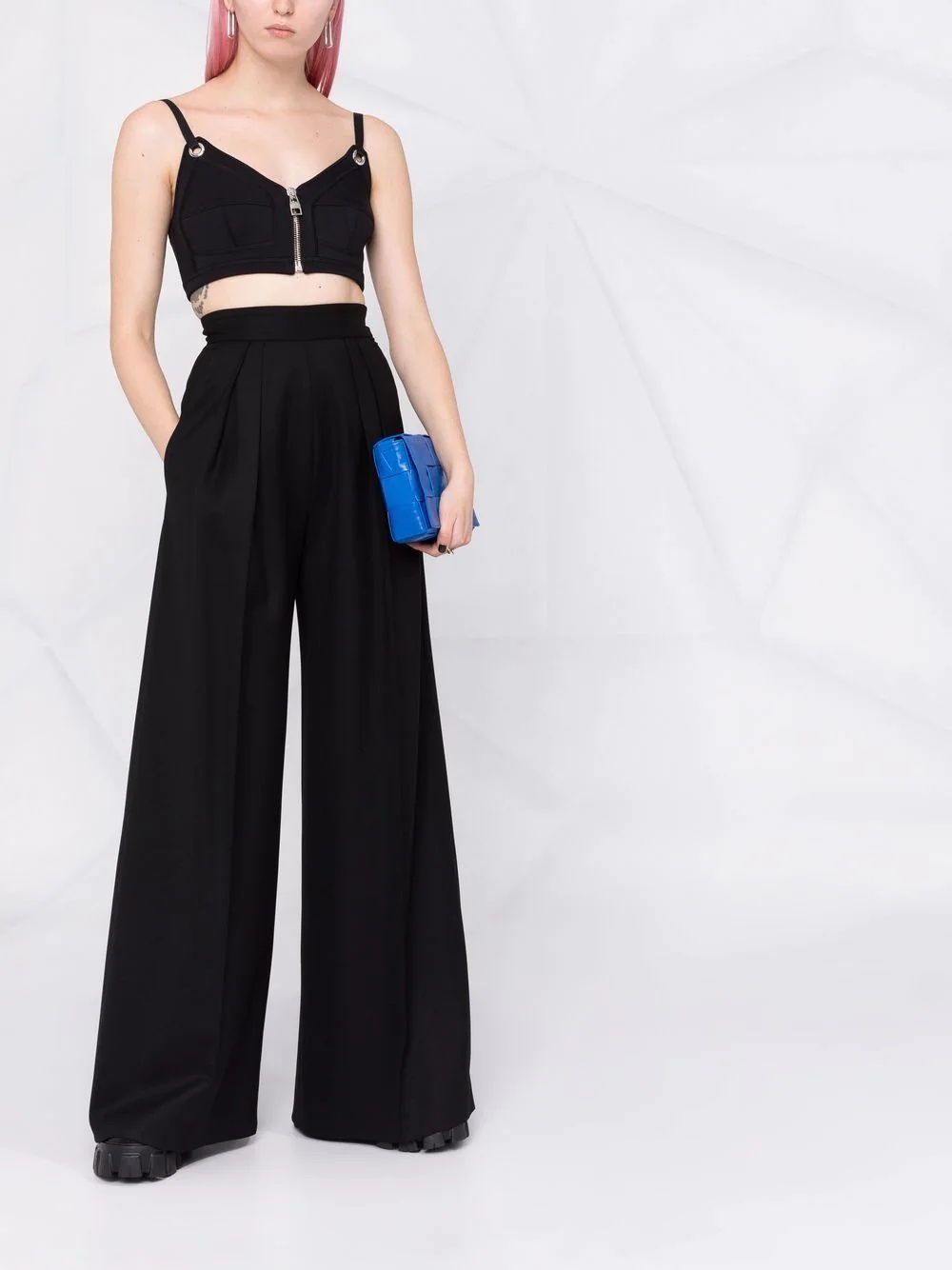 zipped crop top - 2