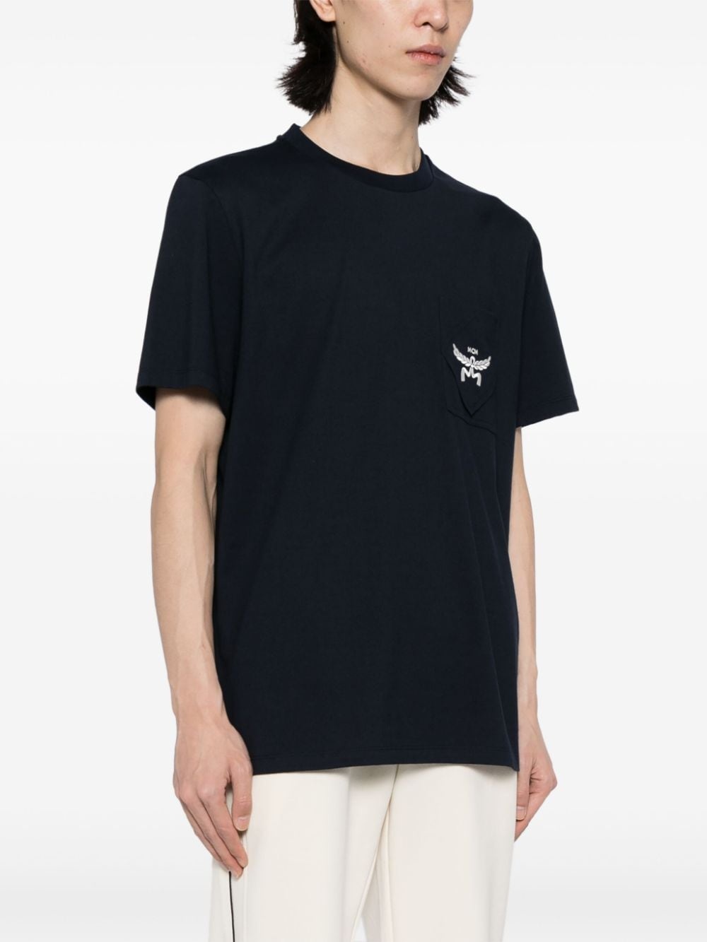 logo-embroidered cotton T-shirt - 3