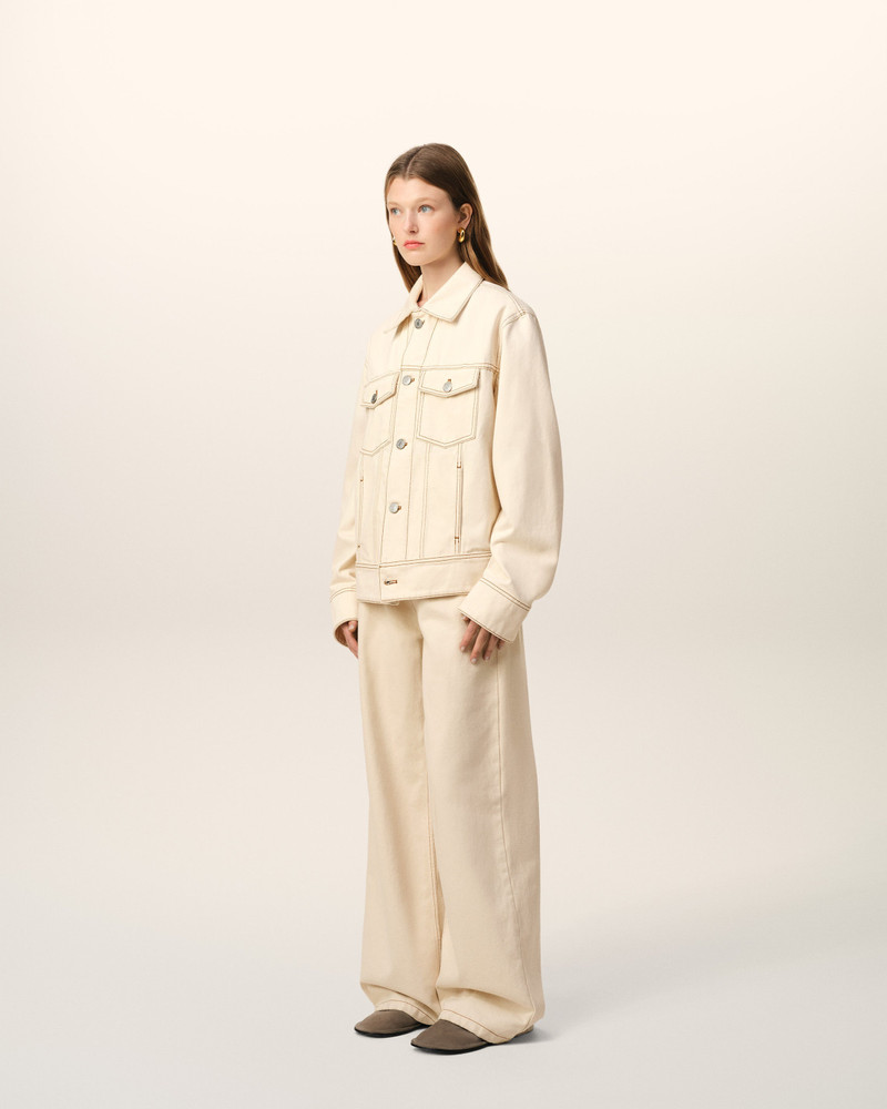 BEIGE COTTON AMI PARIS TRUCKER JACKET 6