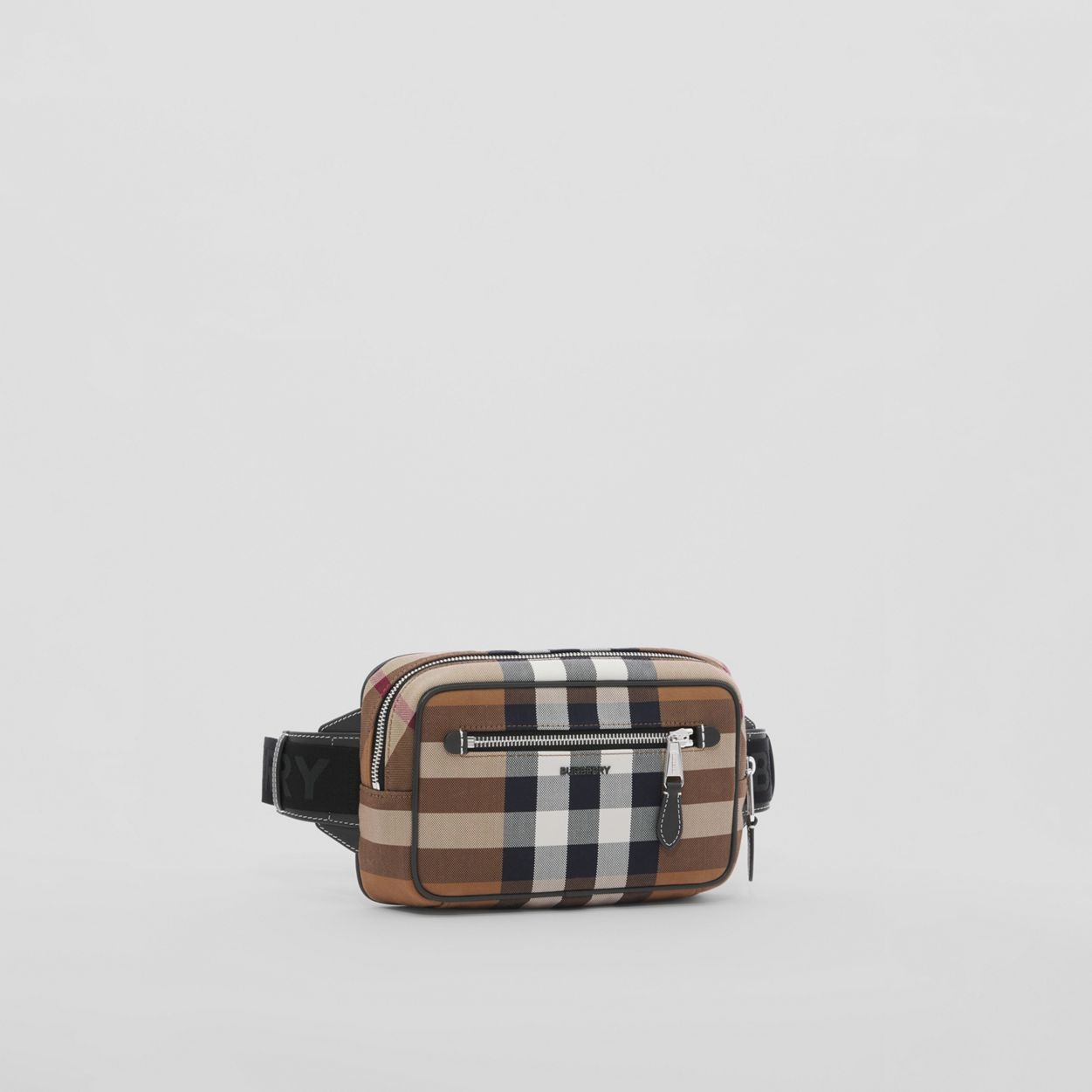 Check Cotton Canvas and Leather Bum Bag - 7