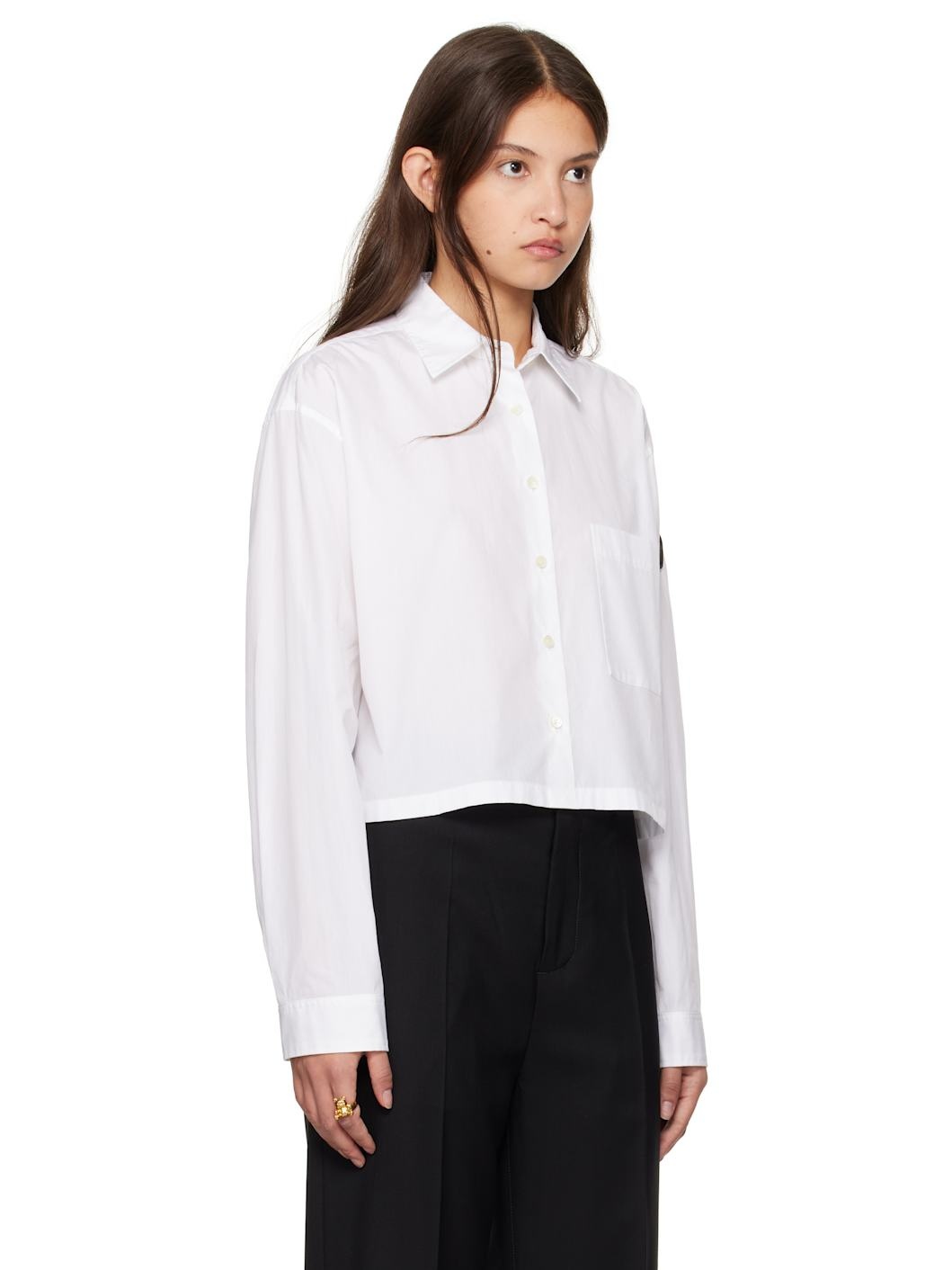 White Cropped Over Shirt - 2