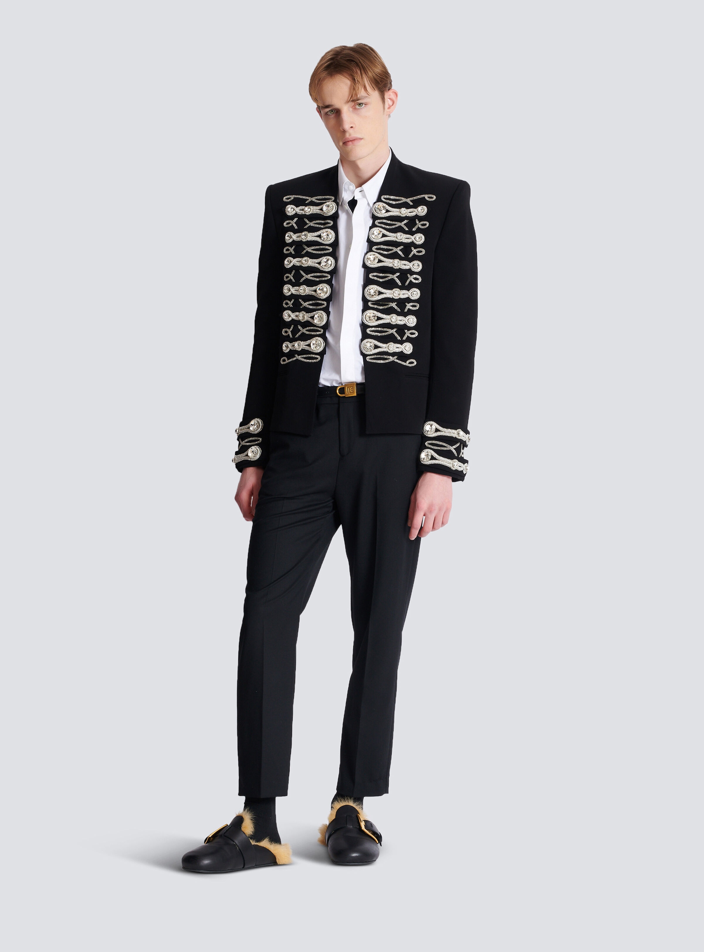 Crepe spencer jacket with embroidered frogging - 2