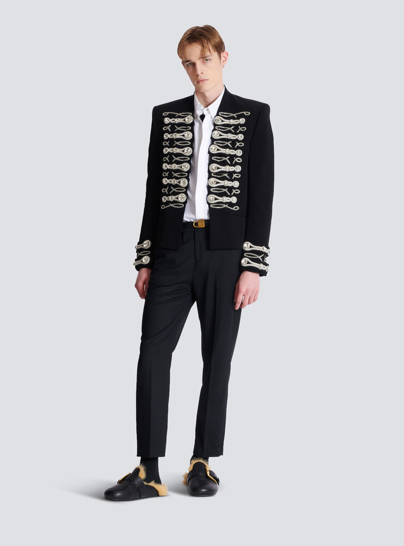 Balmain Crepe spencer jacket with embroidered frogging outlook