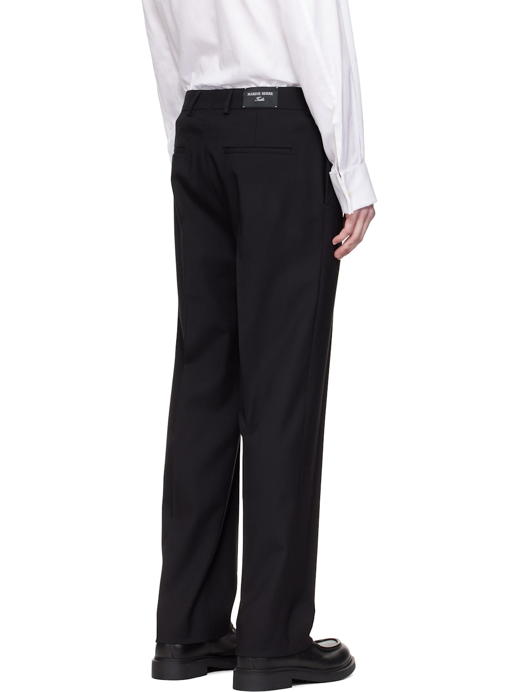 Black Virgin Wool Twill Pleated Trousers - 3