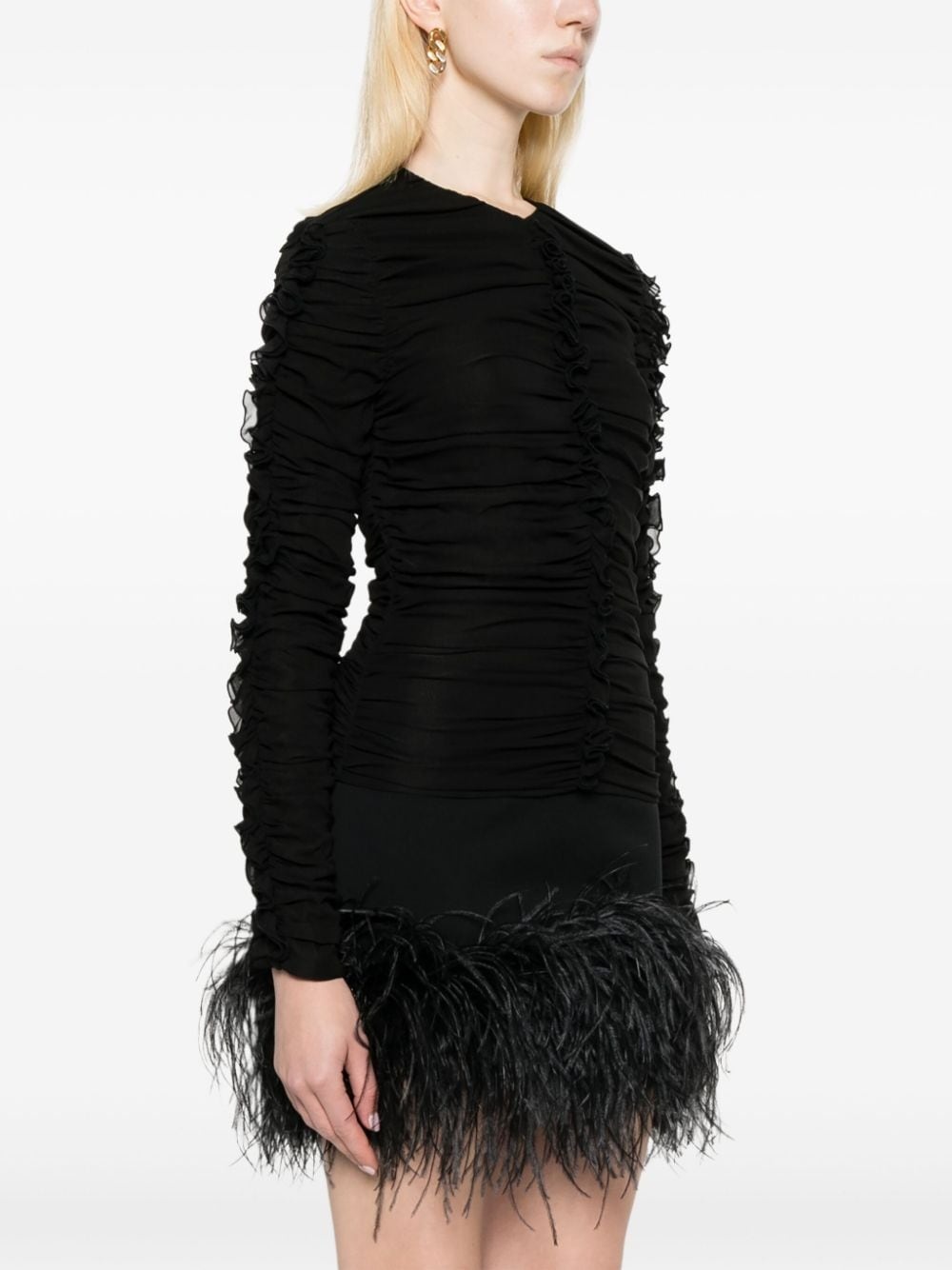 ruched silk-blend top - 3