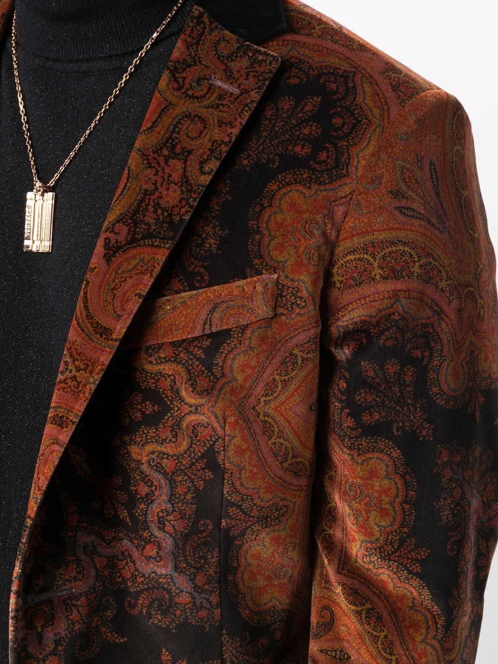 paisley-print velvet blazer - 5