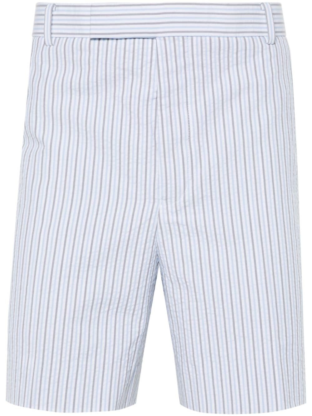 striped seersucker cotton shorts - 1