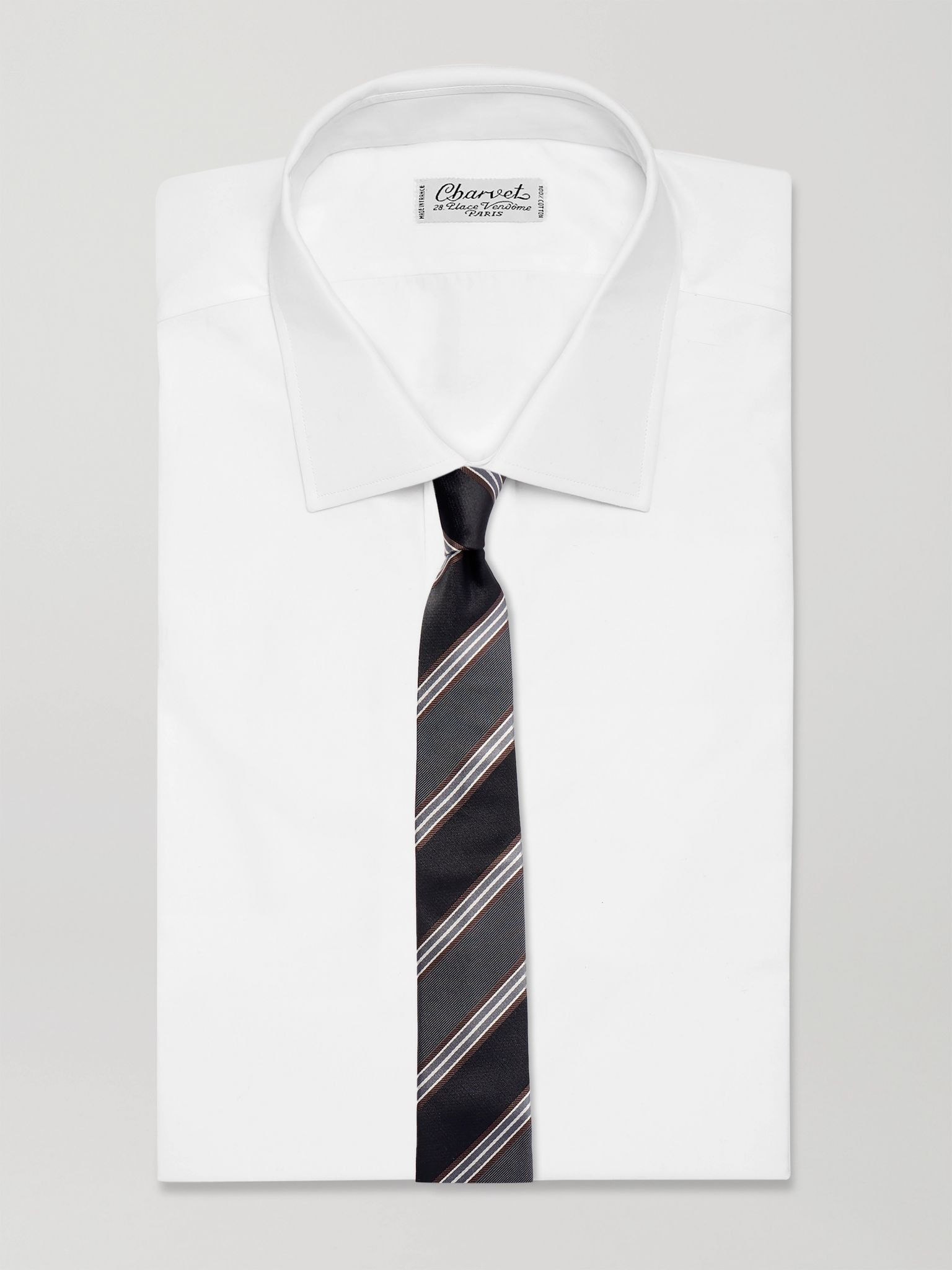 4cm Striped Silk-Gabardine Tie Black - 2