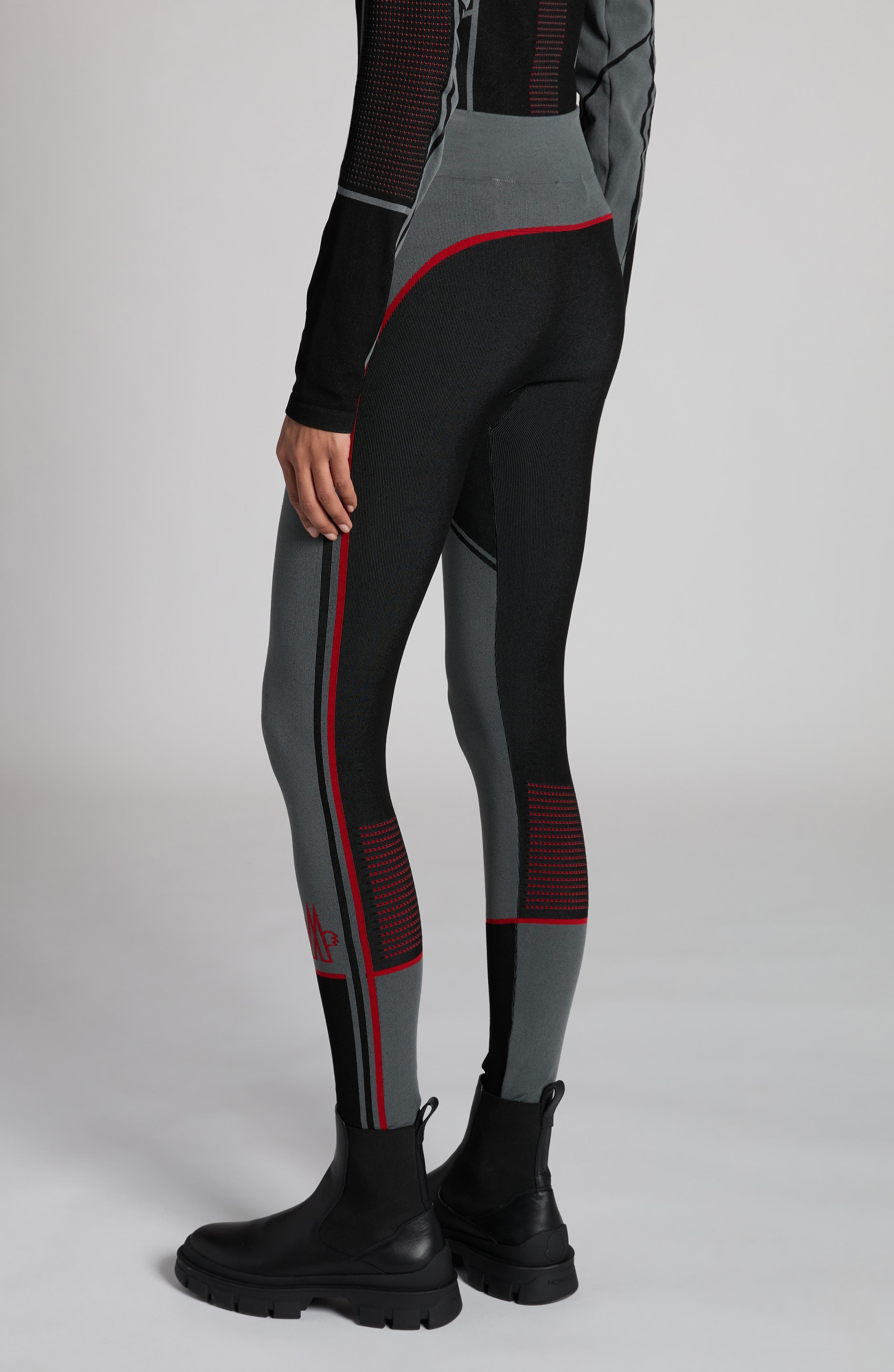 Moncler Grenoble Logo High Waist Rib Sweater Leggings in Black at Nordstrom - 3