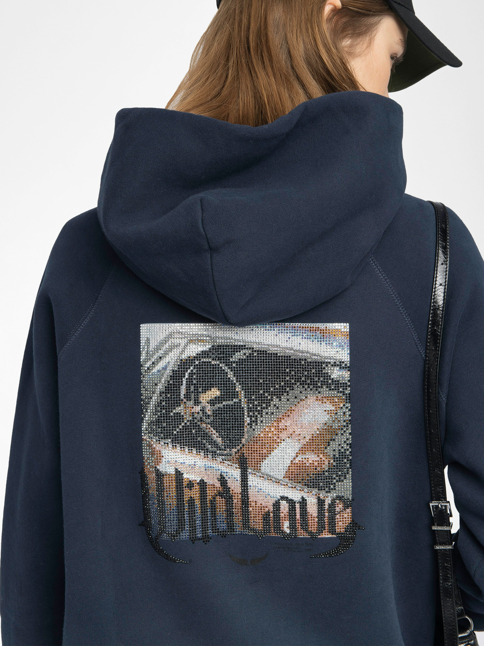Georgy Hooded Embellished Sweatshirt in Navy - 5