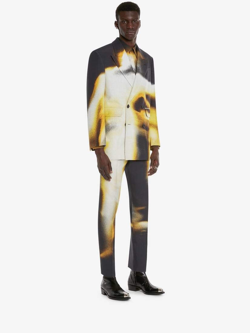 Men's Silhouette Cigarette Trousers in Black/pop Yellow - 3