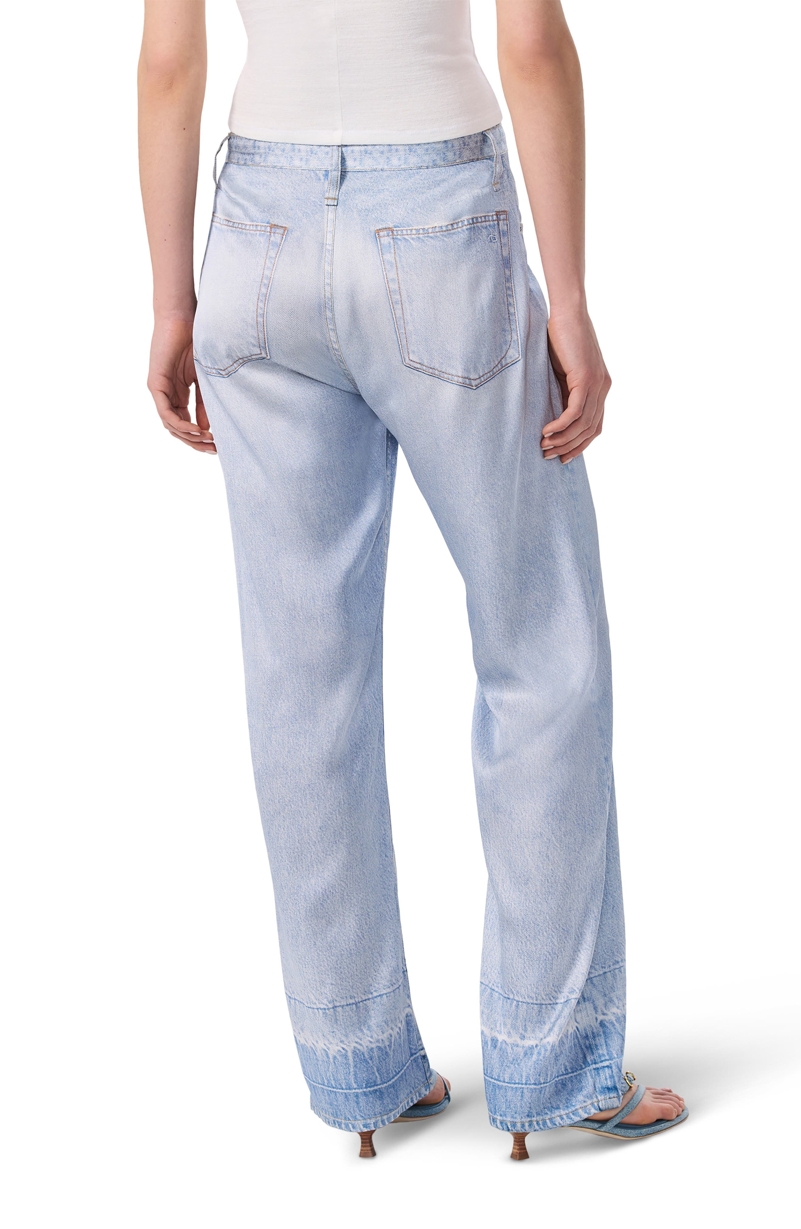rag & bone Miramar Phoebe Faux Denim Satin Pants in Mica at Nordstrom - 2