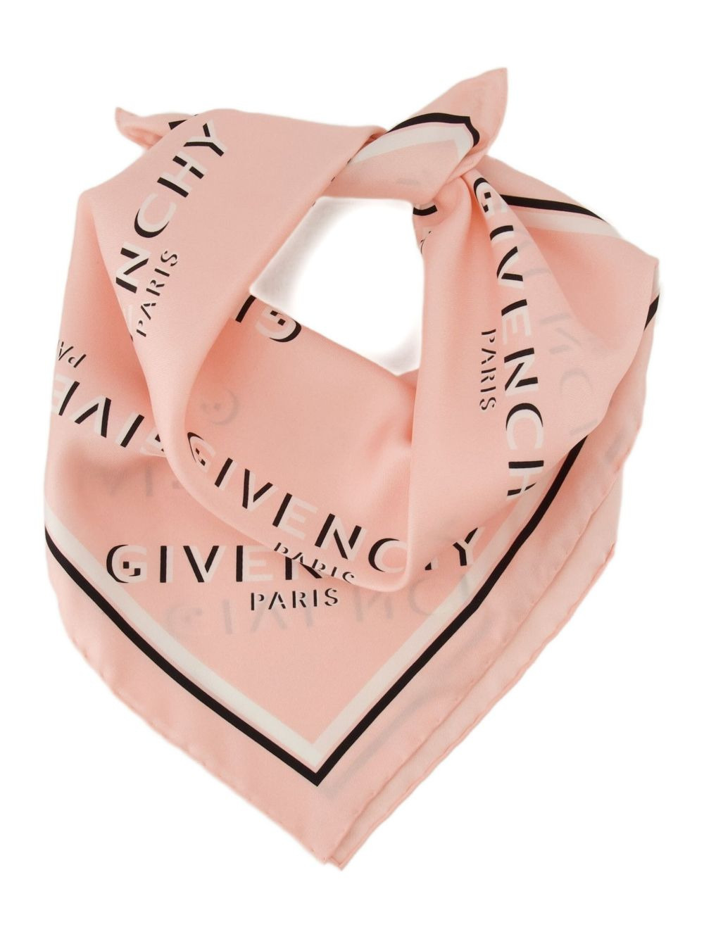 logo-print silk scarf - 4