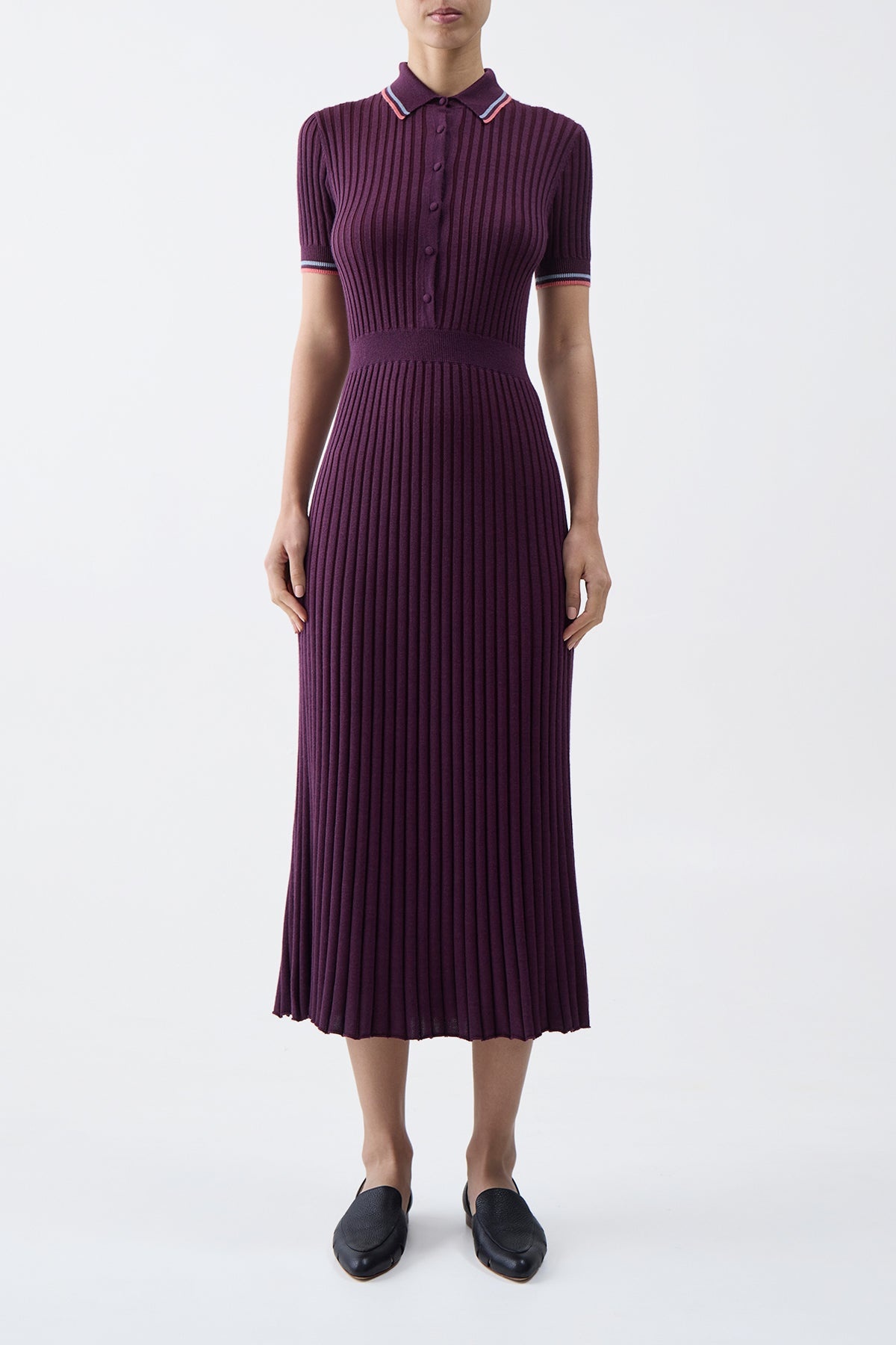 Eyot Knit Dress in Italian Plum Cashmere Silk - 3